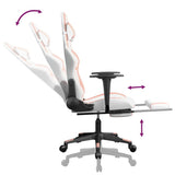 Gaming Chair with Footrest White and Pink Faux Leather - Close-Up Angle
