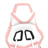 Gaming Chair with Footrest White and Pink Faux Leather - Extra Image