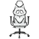 Gaming Chair with Footrest White and Black Faux Leather - Side View