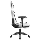 Gaming Chair with Footrest White and Black Faux Leather - Top-Down View