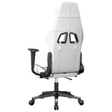 Gaming Chair with Footrest White and Black Faux Leather - 45-Degree Angle