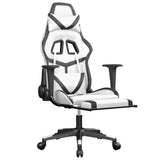 Gaming Chair with Footrest White and Black Faux Leather - Rear View