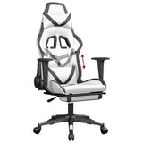 Gaming Chair with Footrest White and Black Faux Leather - Low Angle