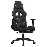 Gaming Chair with Footrest Black and Camouflage Faux Leather - Front View