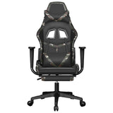 Gaming Chair with Footrest Black and Camouflage Faux Leather