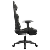 Gaming Chair with Footrest Black and Camouflage Faux Leather - Top-Down View