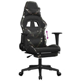 Gaming Chair with Footrest Black and Camouflage Faux Leather - Low Angle