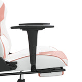 Gaming Chair with Footrest White and Pink Faux Leather - Extra Image