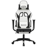 Gaming Chair with Footrest White and Black Faux Leather