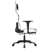 Gaming Chair with Footrest White and Black Faux Leather - Top-Down View