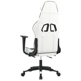 Gaming Chair with Footrest White and Black Faux Leather - 45-Degree Angle
