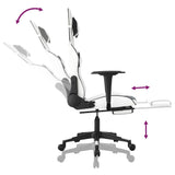 Gaming Chair with Footrest White and Black Faux Leather - Close-Up Angle