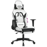 Gaming Chair with Footrest White and Black Faux Leather - Low Angle