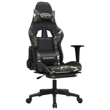 Gaming Chair with Footrest Black and Camouflage Faux Leather - Front View