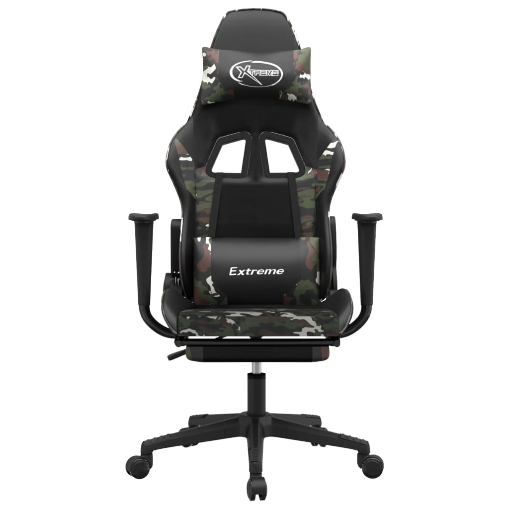 Gaming Chair with Footrest Black and Camouflage Faux Leather