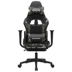 Gaming Chair with Footrest Black and Camouflage Faux Leather