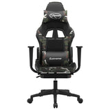 Gaming Chair with Footrest Black and Camouflage Faux Leather - Side View