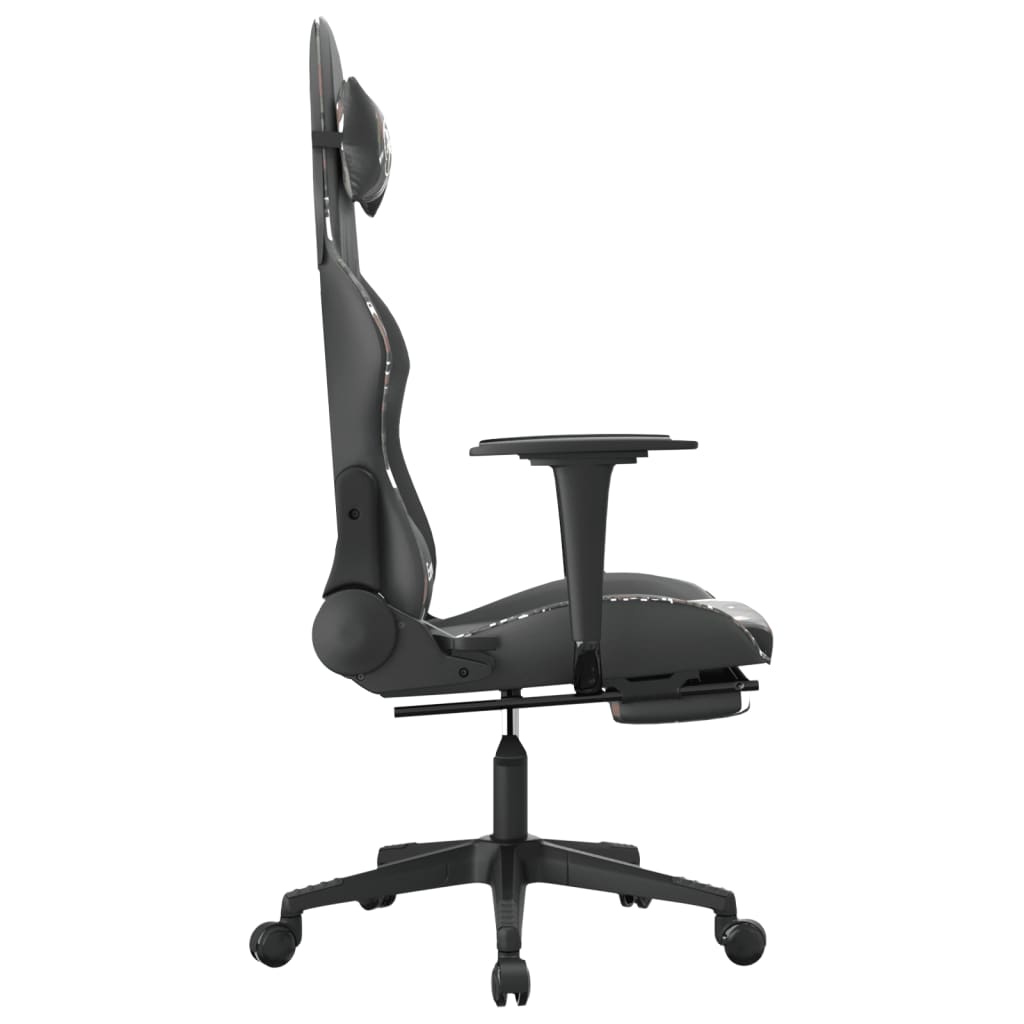 Gaming Chair with Footrest Black and Camouflage Faux Leather