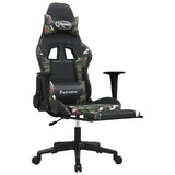 Gaming Chair with Footrest Black and Camouflage Faux Leather - Rear View