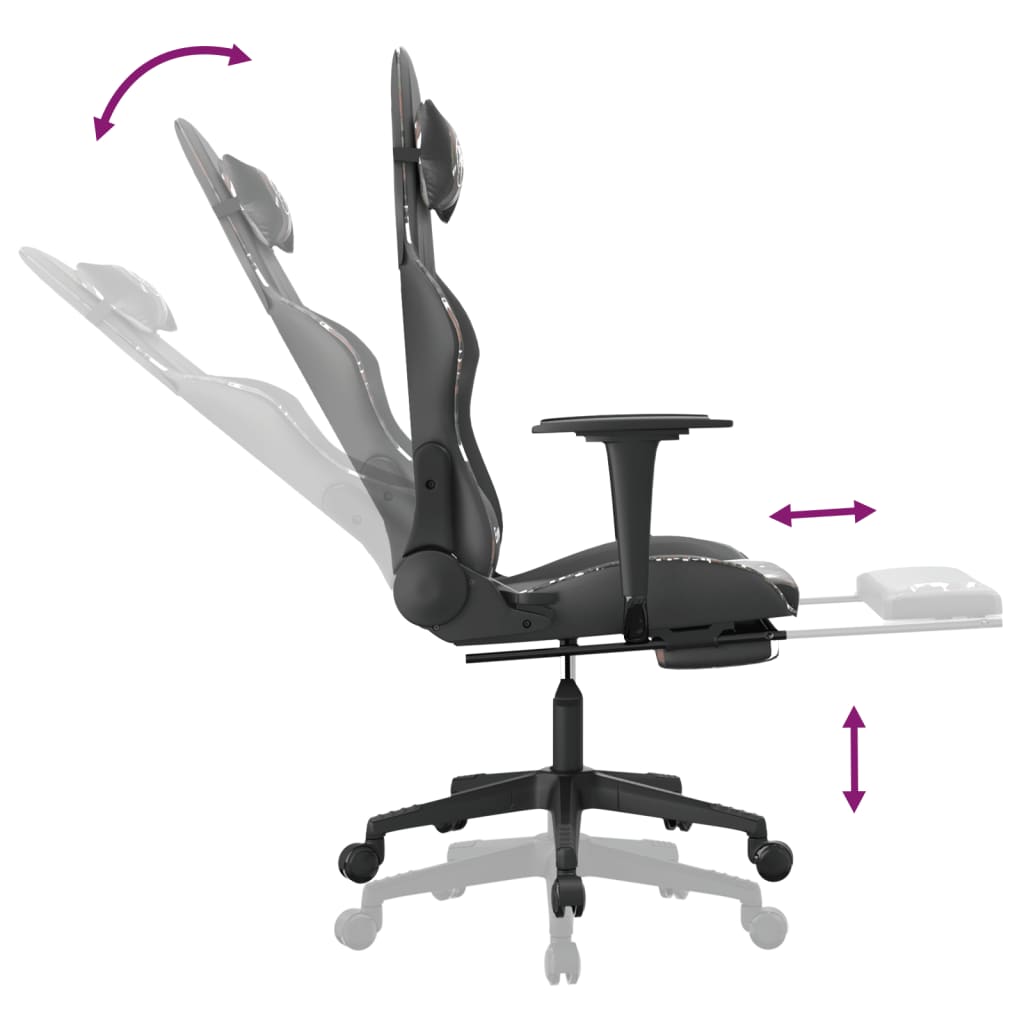 Gaming Chair with Footrest Black and Camouflage Faux Leather