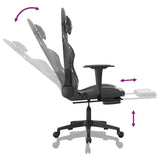 Gaming Chair with Footrest Black and Camouflage Faux Leather - Close-Up Angle