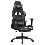 Gaming Chair with Footrest Black and Camouflage Faux Leather - Low Angle