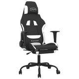 Gaming Chair with Footrest Black and White Fabric