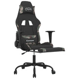 Gaming Chair with Footrest Black and Camouflage Fabric - Rear View