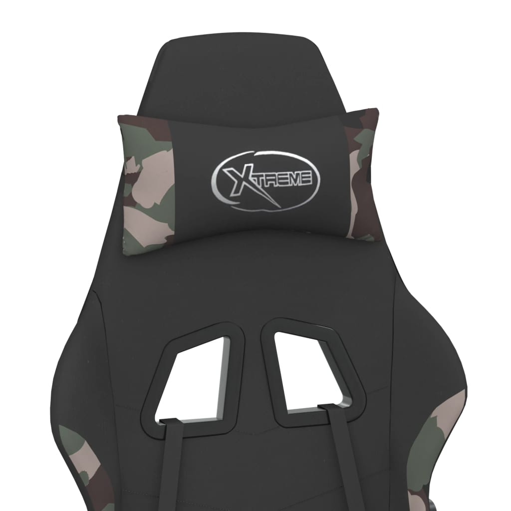 Gaming Chair with Footrest Black and Camouflage Fabric