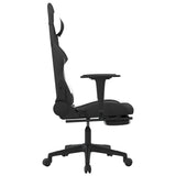 Gaming Chair with Footrest Black and White Fabric - Top-Down View