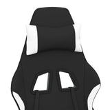 Gaming Chair with Footrest Black and White Fabric