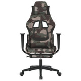 Gaming Chair with Footrest Camouflage and Black Fabric - Side View