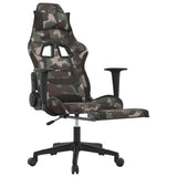 Gaming Chair with Footrest Camouflage and Black Fabric - Rear View