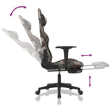 Gaming Chair with Footrest Camouflage and Black Fabric - Close-Up Angle