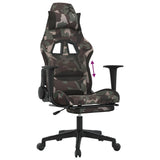 Gaming Chair with Footrest Camouflage and Black Fabric - Low Angle