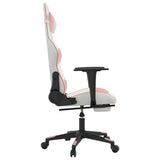 Gaming Chair with Footrest White and Pink Faux Leather - Top-Down View