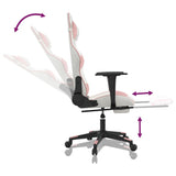 Gaming Chair with Footrest White and Pink Faux Leather - Close-Up Angle