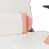 Gaming Chair with Footrest White and Pink Faux Leather - Extra Image