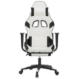 Gaming Chair with Footrest White and Black Faux Leather - Side View