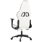 Gaming Chair with Footrest White and Black Faux Leather - 45-Degree Angle