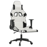 Gaming Chair with Footrest White and Black Faux Leather - Rear View