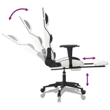 Gaming Chair with Footrest White and Black Faux Leather - Close-Up Angle