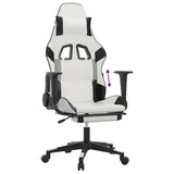 Gaming Chair with Footrest White and Black Faux Leather - Low Angle