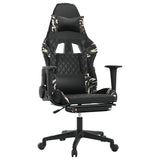 Gaming Chair with Footrest Black and Camouflage Faux Leather - Front View
