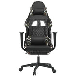 Gaming Chair with Footrest Black and Camouflage Faux Leather - Side View