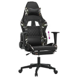 Gaming Chair with Footrest Black and Camouflage Faux Leather - Low Angle
