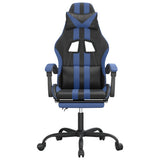 Gaming Chair with Footrest Black and Blue Faux Leather - Side View