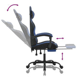 Gaming Chair with Footrest Black and Blue Faux Leather - Close-Up Angle