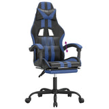 Gaming Chair with Footrest Black and Blue Faux Leather - Low Angle