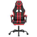 Gaming Chair with Footrest Black and Red Faux Leather - Side View